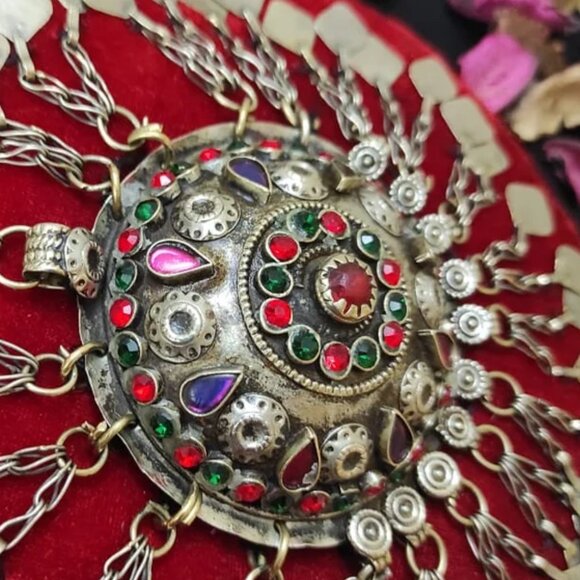 Red Ertugrul Inspired Hair Clip With Colorful Glass Stones, Handmade Hair Pin main image 6